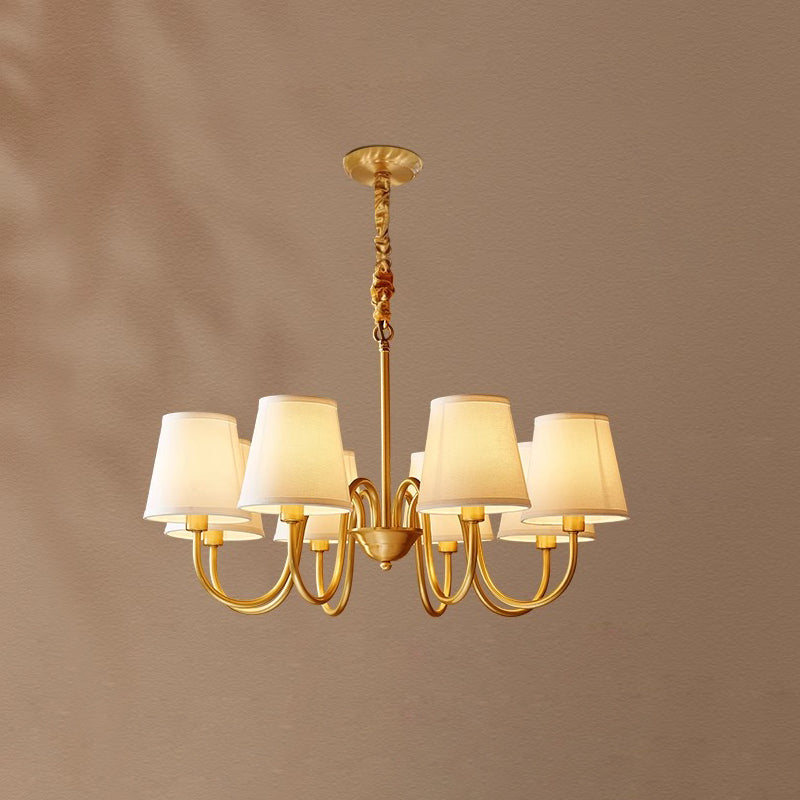 Classic Fabric Shade Chandelier with Brass Finish – Elegant Multi-Light Fixture for Dining Room, Living Room & Foyer | Lonoma