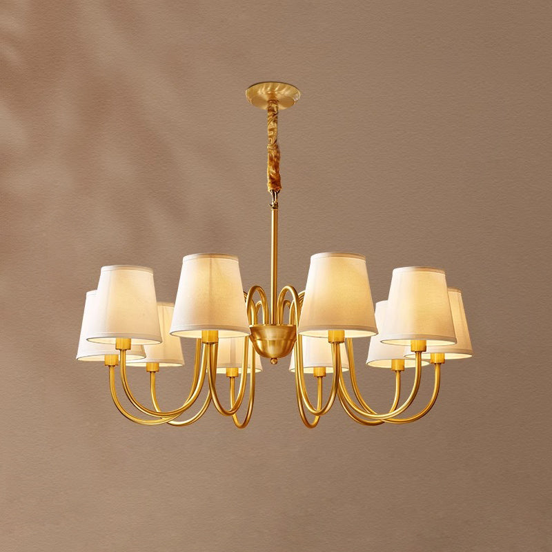 Classic Fabric Shade Chandelier with Brass Finish – Elegant Multi-Light Fixture for Dining Room, Living Room & Foyer | Lonoma