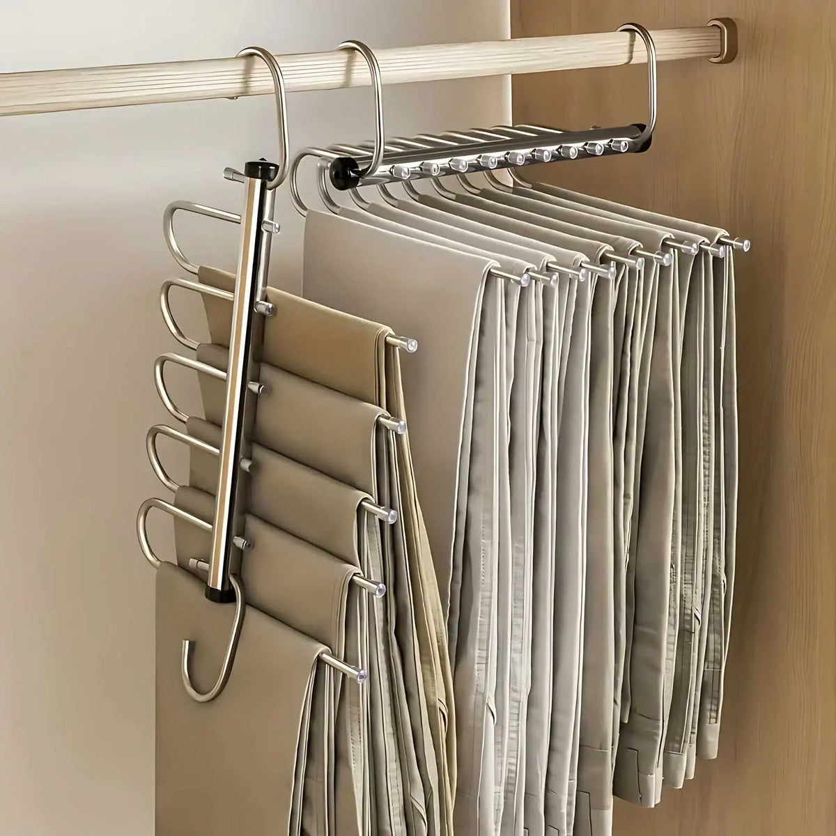Stainless Steel Multi-Tier Closet Hanger Organizer for Pants, Scarves & Towels, Vertical Space Saving Hanger with Swivel Hooks | Lonoma