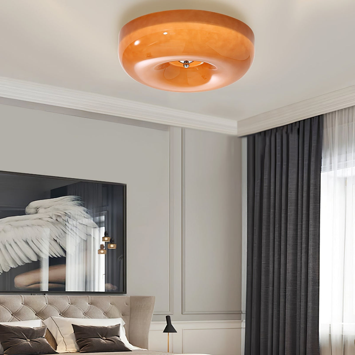 Flush Mount LED Ceiling Light with Swirled Glass Shade – Modern Low Profile Design for Bedroom, Hallway, Kitchen – Chrome Finish | Lonoma