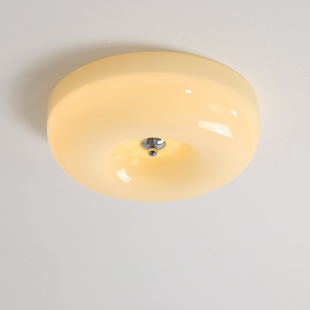 Flush Mount LED Ceiling Light with Swirled Glass Shade – Modern Low Profile Design for Bedroom, Hallway, Kitchen – Chrome Finish | Lonoma