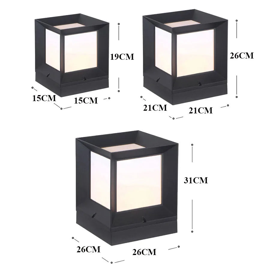 Outdoor Bollard Light 12W LED for Driveway, Pathway & Yard – Modern Black Post Lamp with Warm or Cool White | Lonoma