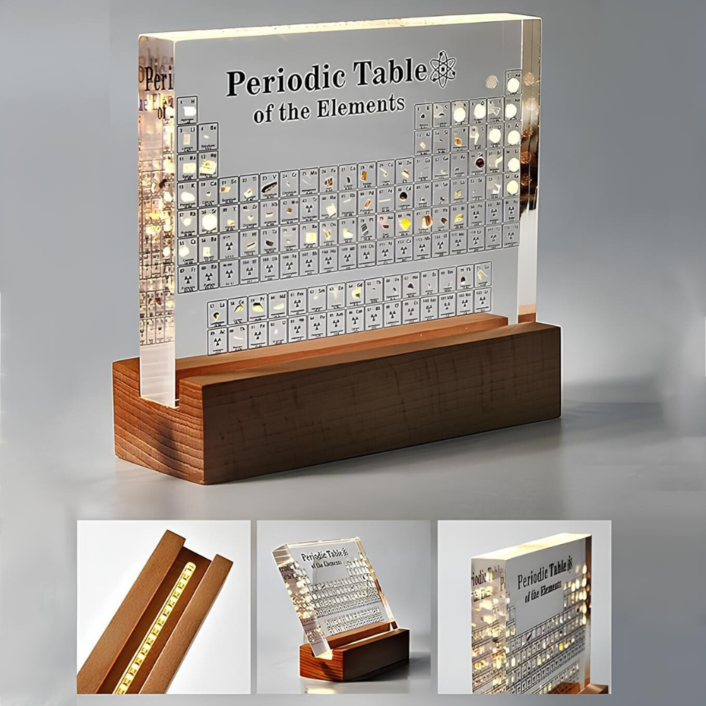 Illuminated Periodic Table Display with 83 Real Elements in Acrylic for Home Office Science Decor Education | Lonoma