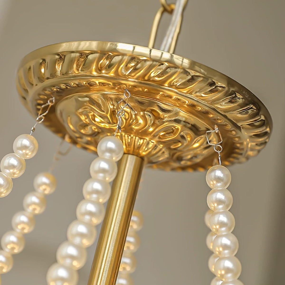 Pearl Glass Tiered Chandelier Gold Metal Frame Multi-Layer Pendant Light for Dining Room Bedroom Living Room Modern Luxe Ceiling Fixture | Lonoma