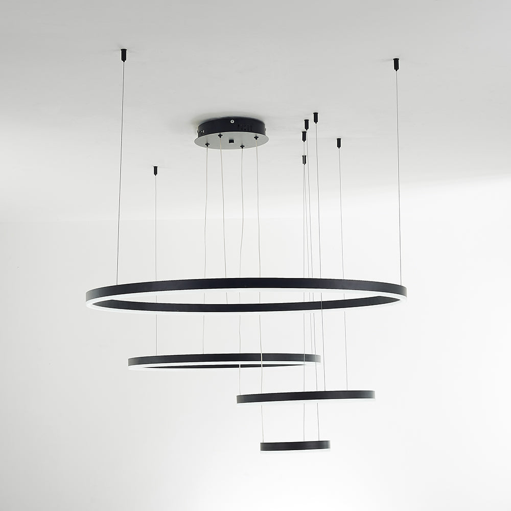 LED Multi-Ring Pendant Light, Black, Gold or Coffee Metal Chandelier for Dining Room, Living Room, Bedroom & Kitchen Island | Lonoma