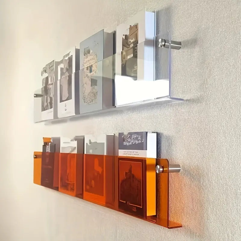 Wall-Mounted Acrylic Magazine Rack 15.7 × 5.9 in Clear Display Shelf for Reading Nook Living Room Entryway | Lonoma