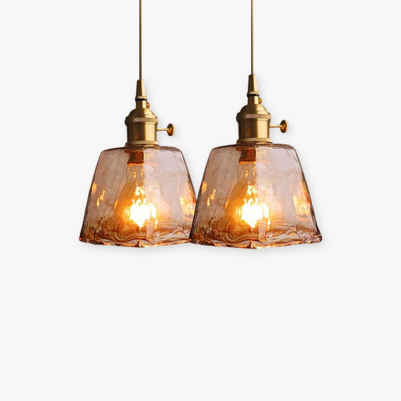 Glass Brass Pendant Light Hanging Ceiling Fixture Metal Shade Warm LED Bulb Included for Dining Room Kitchen Island Living Room Indoor | Lonoma