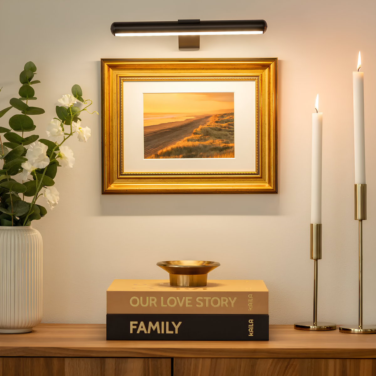Rechargeable LED Picture Light, Cordless Wall Sconce with 360° Swivel Head, USB Battery Operated Art Lamp for Paintings & Photos | Lonoma