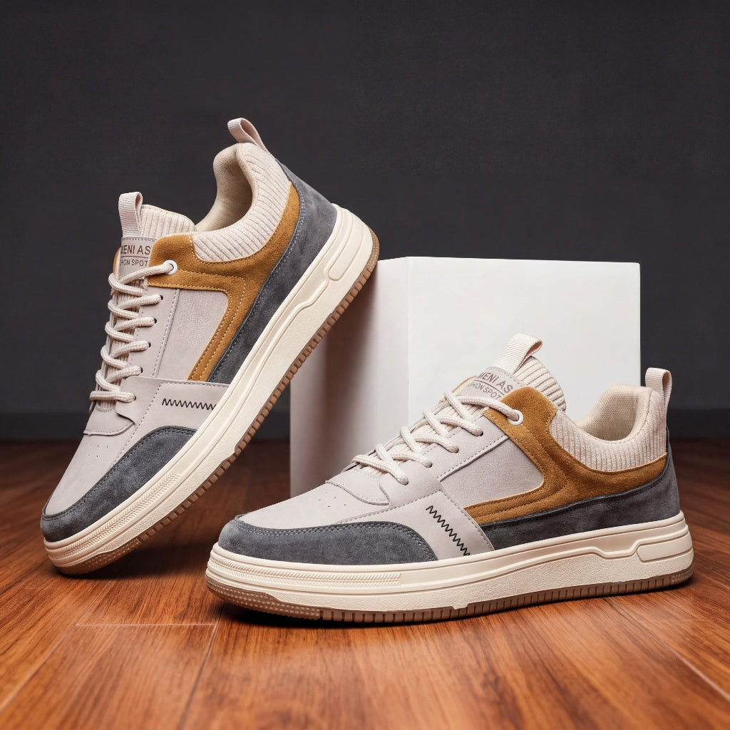Men's Low-Top Sneakers with Suede Panels and Pull Tab – Everyday Comfort Shoes for Walking, Streetwear & Casual Wear | Lonoma