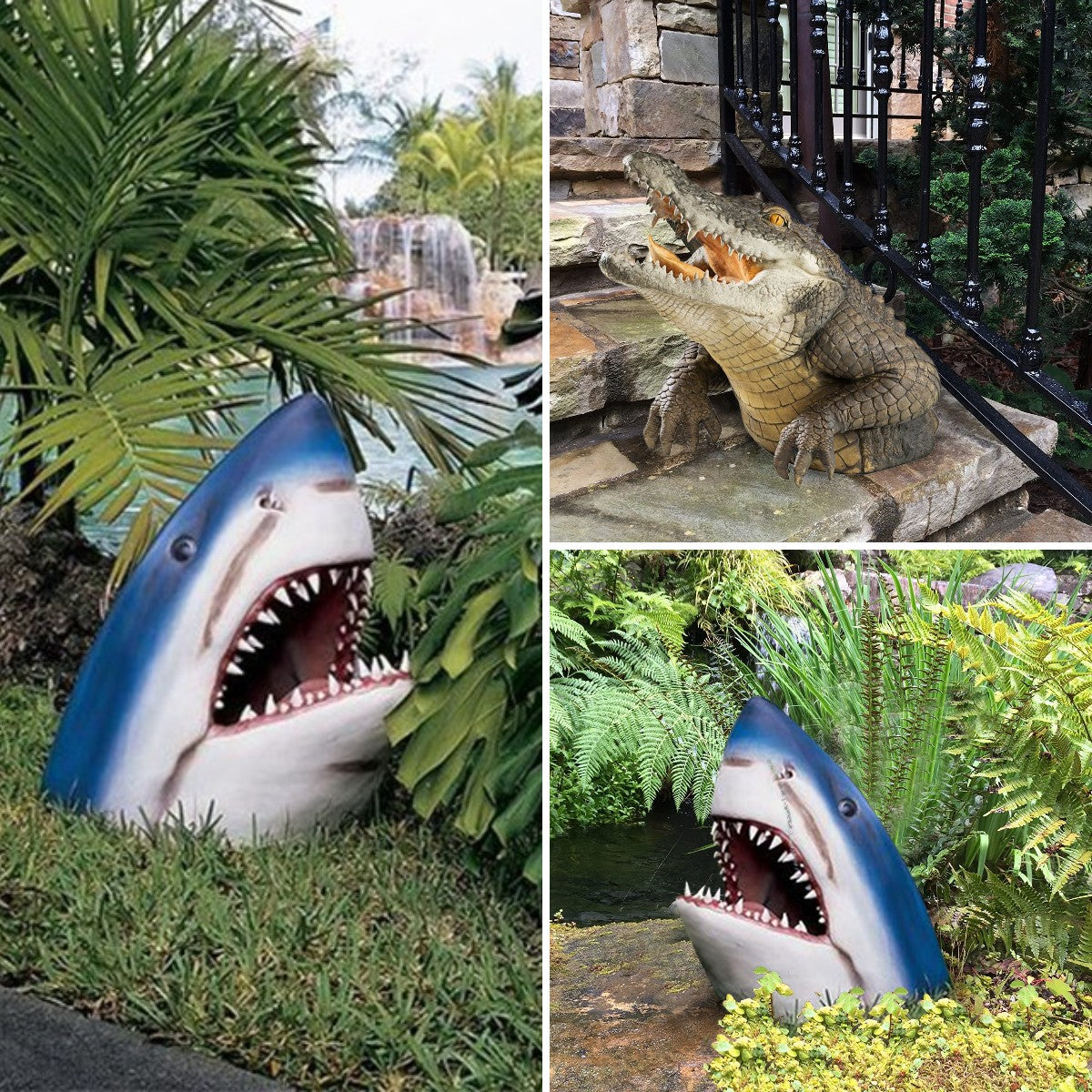 Resin Alligator Sculpture for Outdoor Garden and Poolside Decor – Weatherproof Wildlife Figurine – Reptile Lawn Ornament | Lonoma