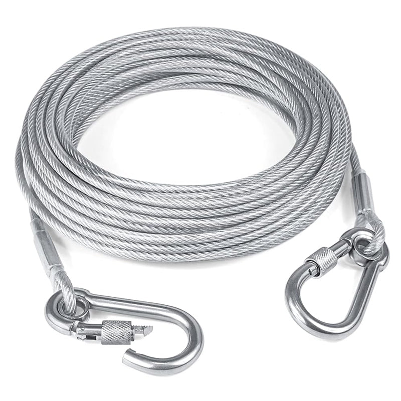 Dog Tie Out Cable, Anti-Chew Steel Tether 1/8 in with Snap Hooks for Yard, Camping & Outdoor Use, Heavy Duty Dog Runner Line | Lonoma