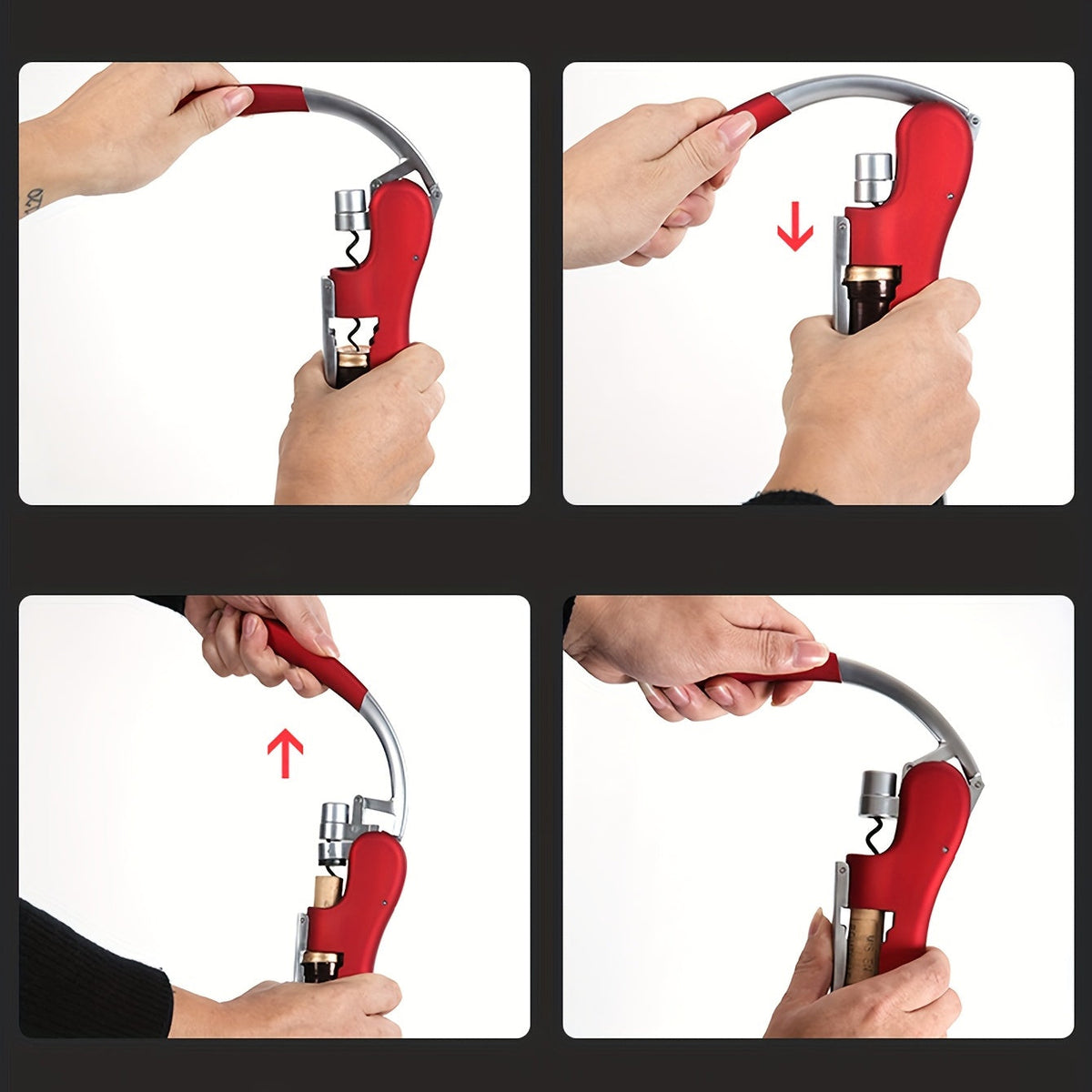 Lever Wine Opener with Ergonomic Grip for Effortless Cork Removal | Professional Corkscrew for Home Bar Restaurant Kitchen | Lonoma