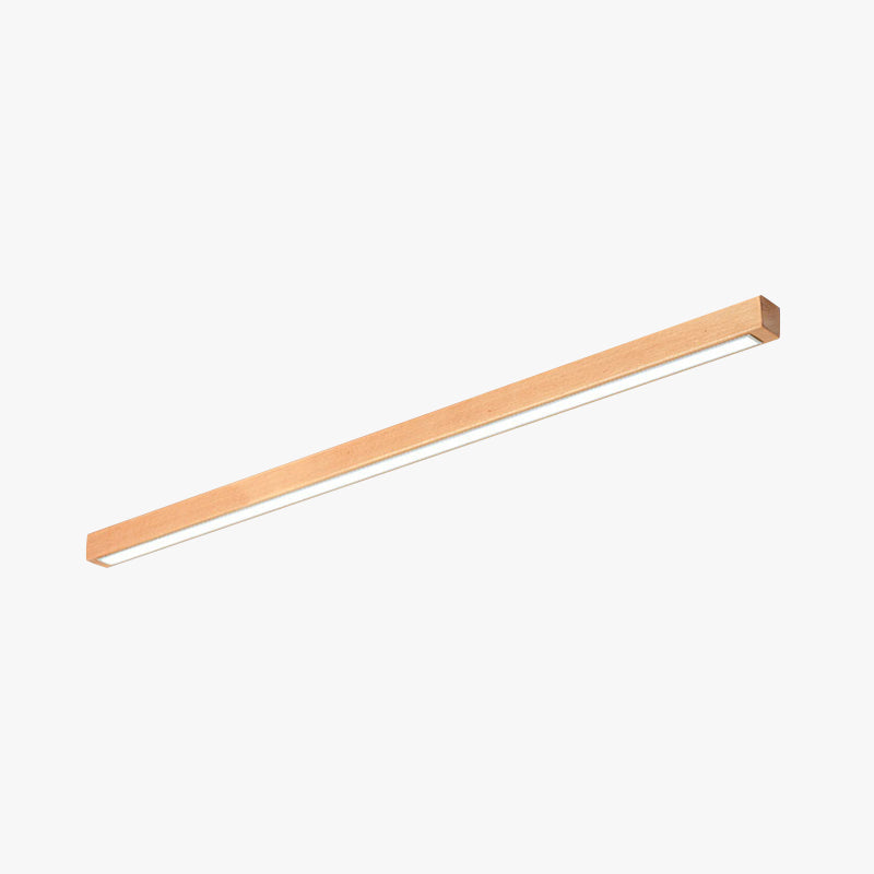 Flush Mount Linear LED Ceiling Light with Wood Frame and Acrylic Diffuser for Kitchen, Bedroom, Hallway | Lonoma