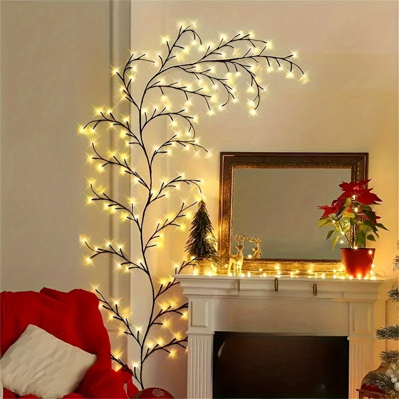Willow Branch Wall Light with 96 Warm White LEDs – USB Powered Decorative Twig Accent for Holiday Mantel and Home | Lonoma