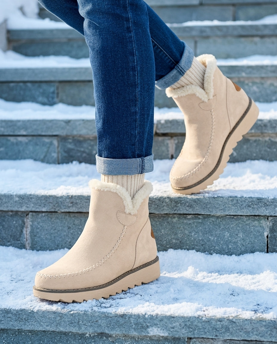 Women's Insulated Winter Ankle Boots | Waterproof Slip-On Snow Booties with Non-Slip Sole for Cold Weather, Walking & Daily Wear | Lonoma