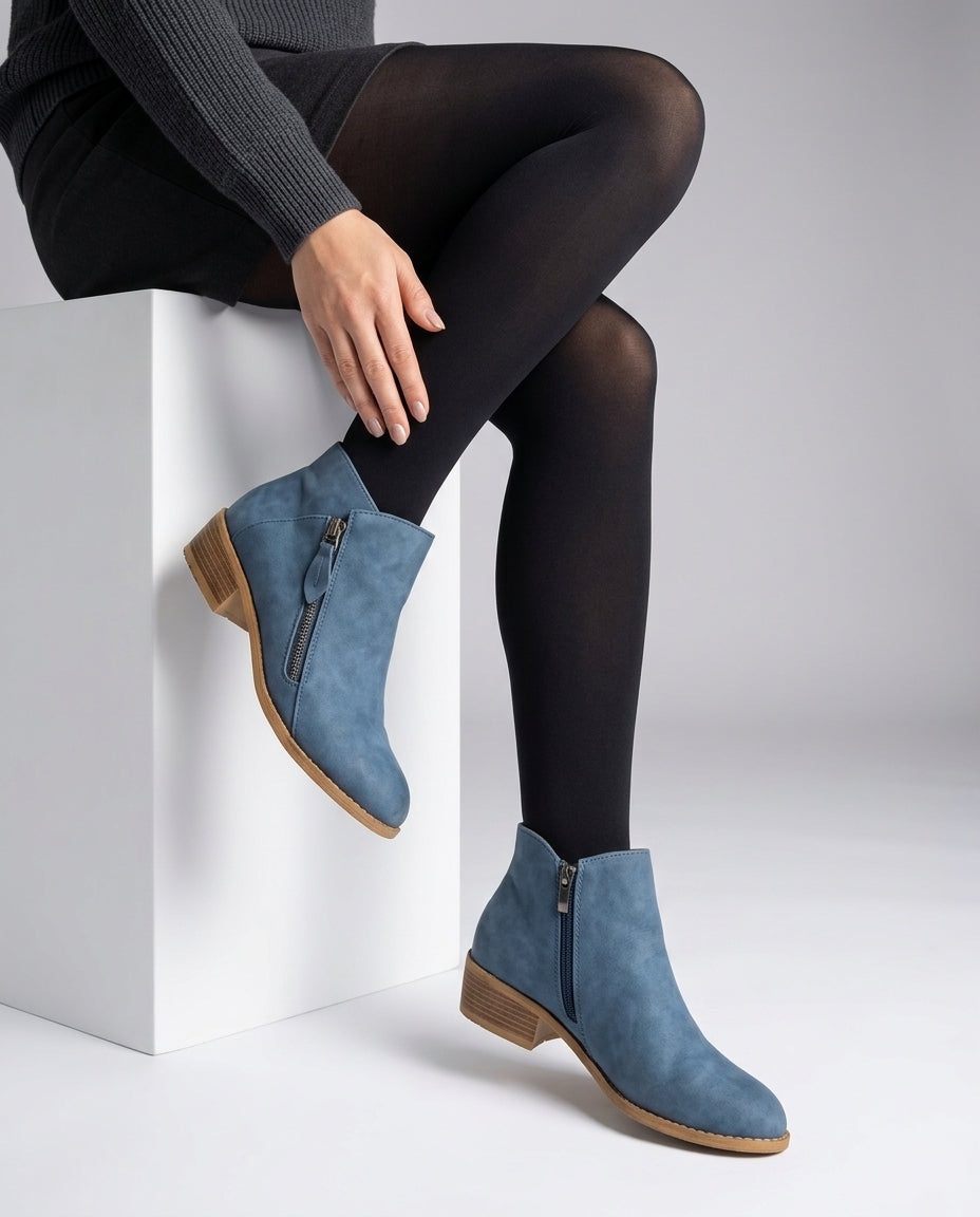 Women's Ankle Boots Low Block Heel Side Zip Chunky Sole for Fall Winter Work Casual Everyday Comfortable Stable Walking Dress | Lonoma