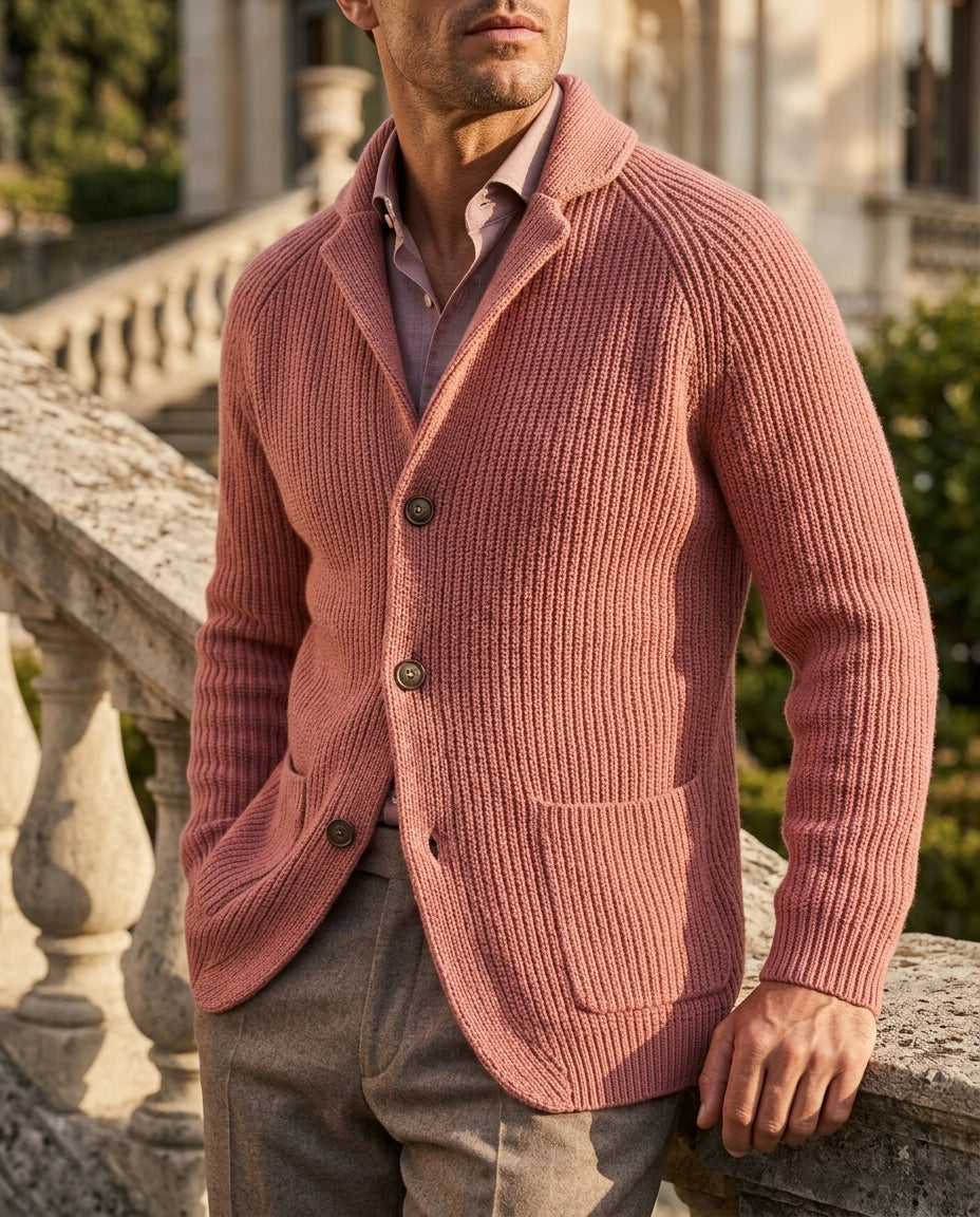 Men's Layering Sweater with Collar and Pockets – Wool Blend Button-Up Knit for Casual or Smart Wear – Cozy Fall and Winter Essential | Lonoma