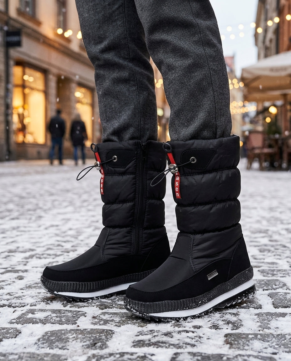 Women's Insulated Winter Boots with Side Zip, Non-Slip Grip for Snow & Ice | Waterproof Puffer-Style Footwear | Lonoma