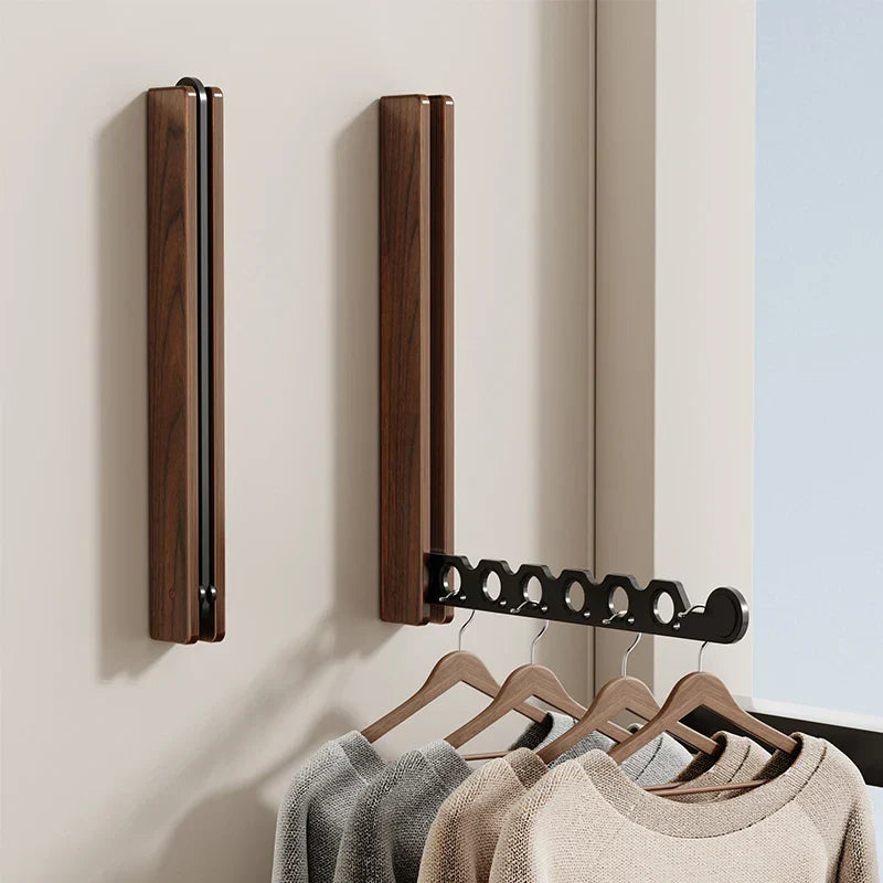 Wall-Mounted Folding Coat Rack Wood Space-Saving Hook Organizer for Entryway Bedroom Guest Room 12.4 × 10.6 in Collapsible Clothes Hanger | Lonoma