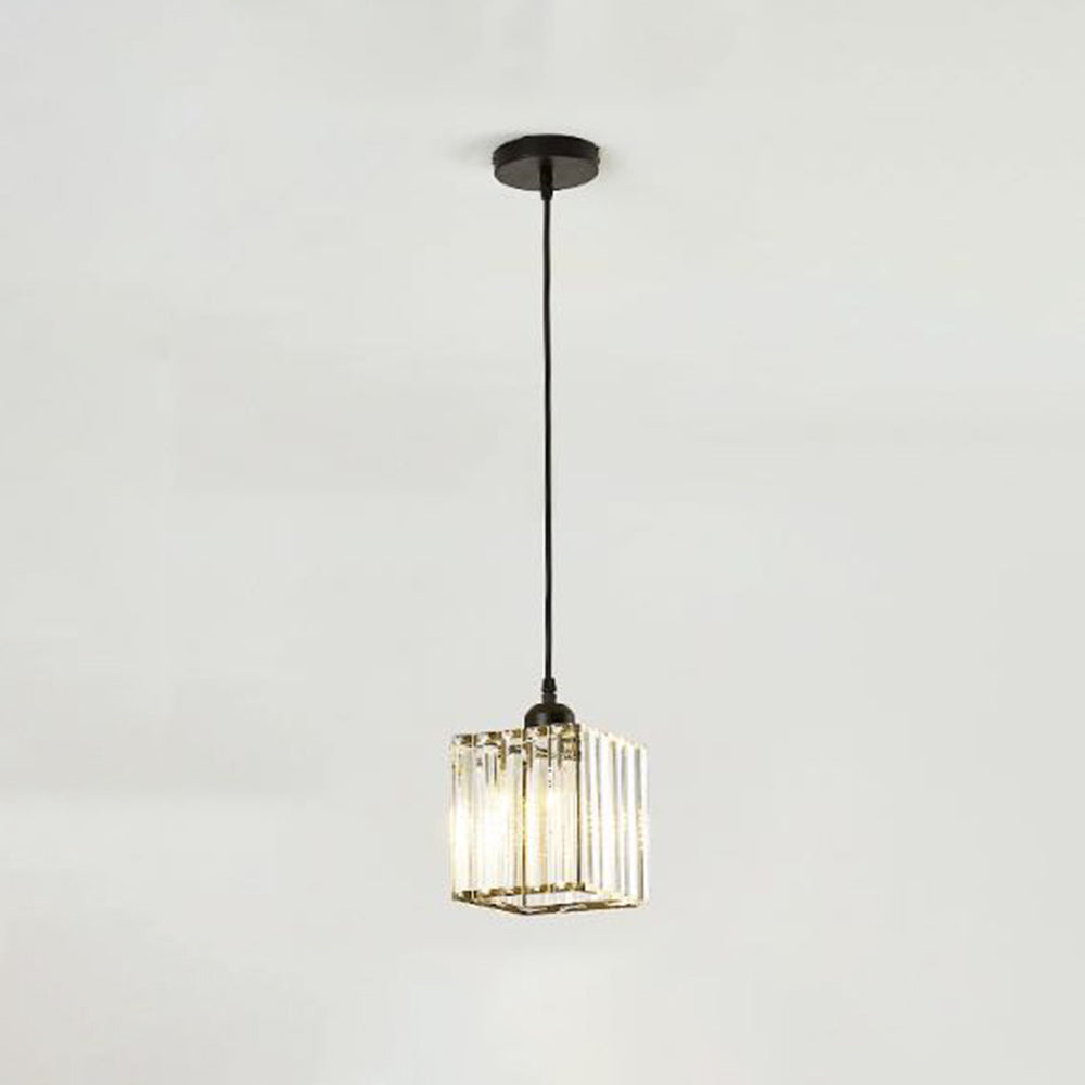 Cylinder Glass Drop Light Fixture with Metal Frame | Adjustable Hanging Height for Kitchen Island and Dining Area | E27 Socket | Lonoma