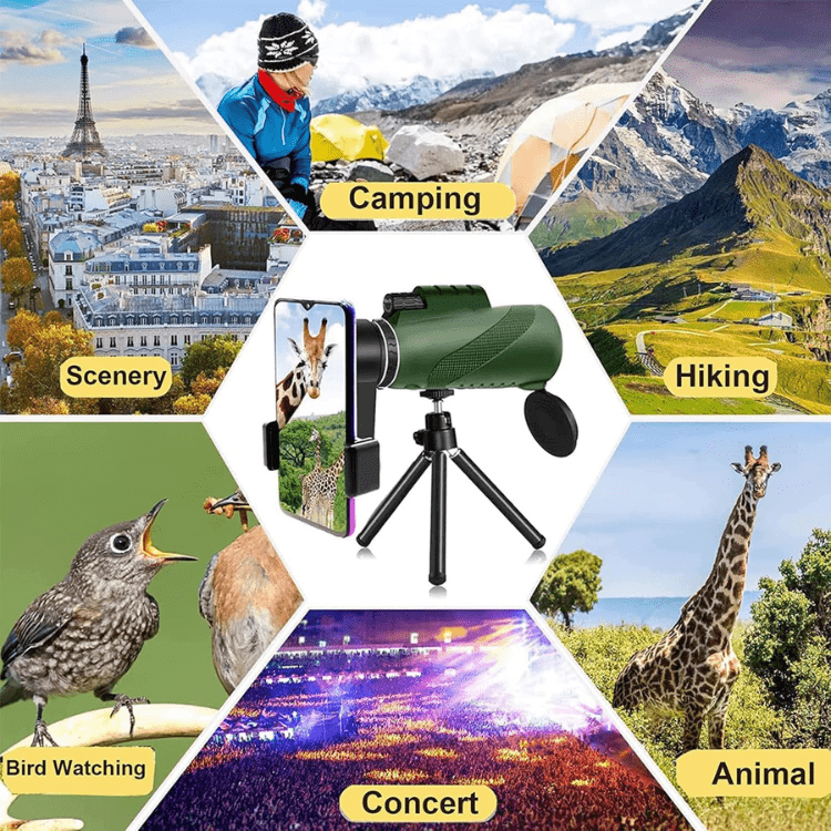 Portable Handheld Monocular Telescope – High-Definition Glass Optics for Birding, Hiking, Wildlife Observation and Sporting Events | Lonoma
