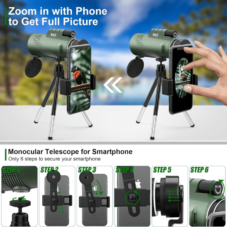 Portable Handheld Monocular Telescope – High-Definition Glass Optics for Birding, Hiking, Wildlife Observation and Sporting Events | Lonoma