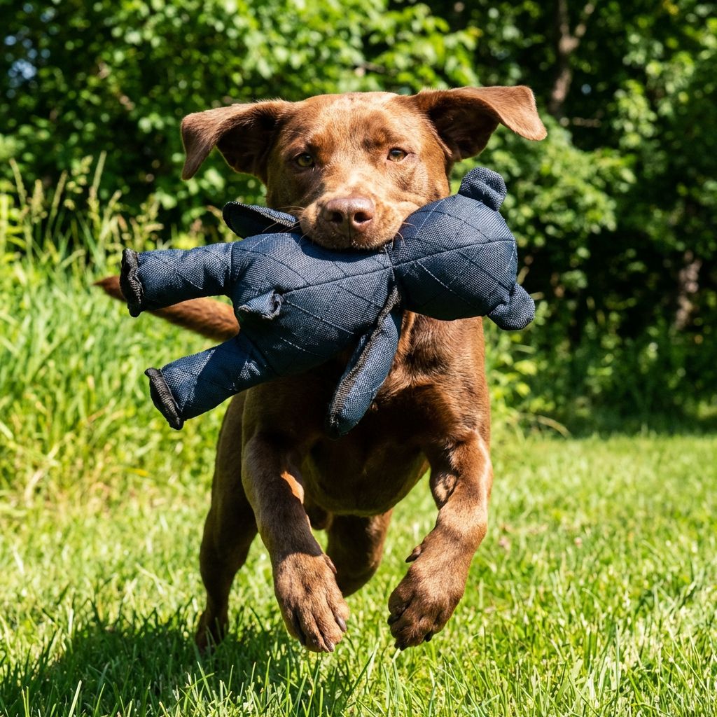 Reinforced Plush Chew Toy for Aggressive Chewers — Heavy-Duty Canvas Bear with Double-Stitched Seams and Thick Webbing | Lonoma