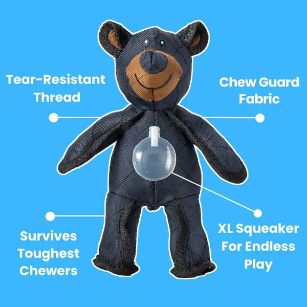 Reinforced Plush Chew Toy for Aggressive Chewers — Heavy-Duty Canvas Bear with Double-Stitched Seams and Thick Webbing | Lonoma
