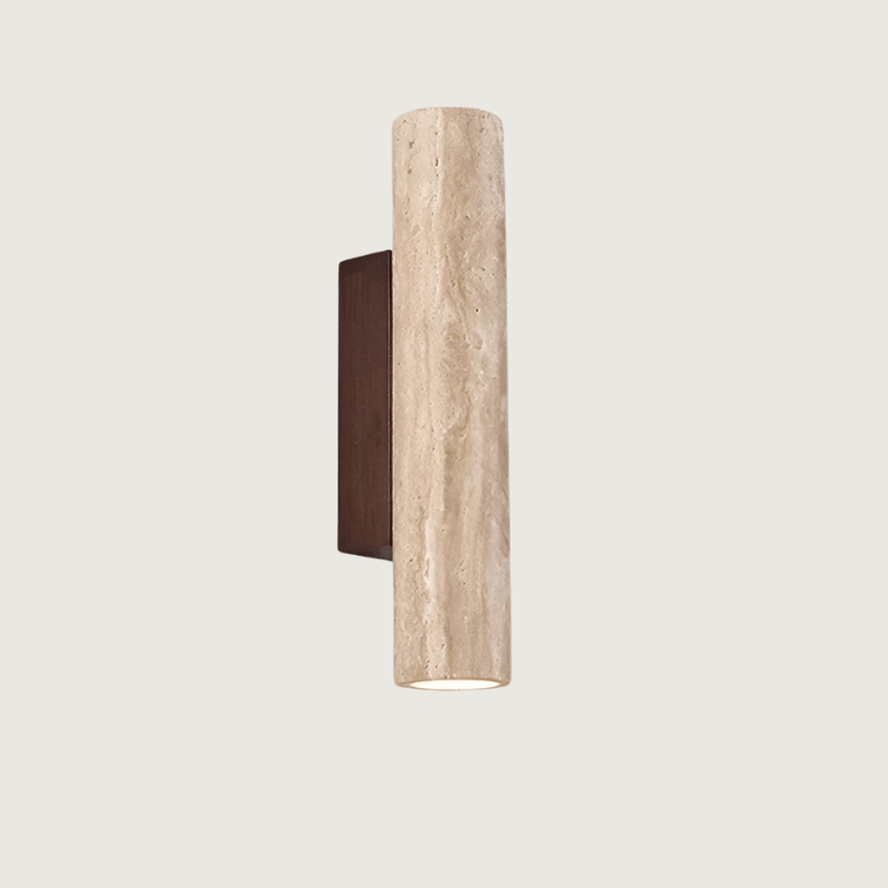 Travertine Wall Sconce with Integrated LED, Natural Stone Wall Light for Bedroom, Living Room, Hallway & Entryway, Warm Ambient Lighting | Lonoma