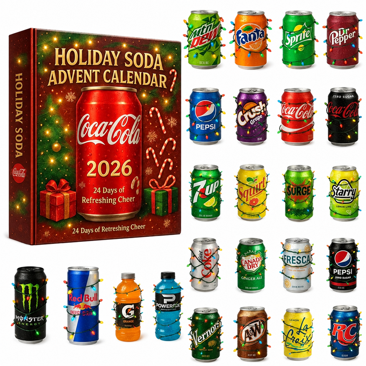 Holiday Countdown Display Set with 24 Decorative Miniature Ornaments — Classic Whiskey-Inspired Advent Calendar for Christmas Decor & | Lonoma