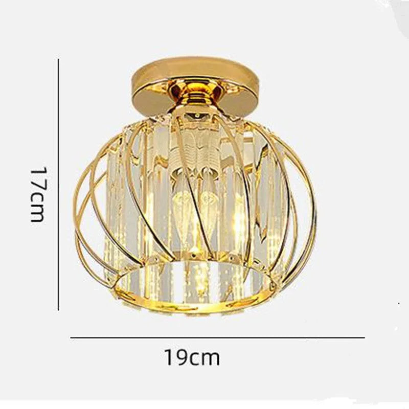 Crystal Ceiling Light Fixture Metal Frame Black Gold Finish LED Flush Mount for Bedroom Living Room Hallway Entryway Modern Home Lighting | Lonoma