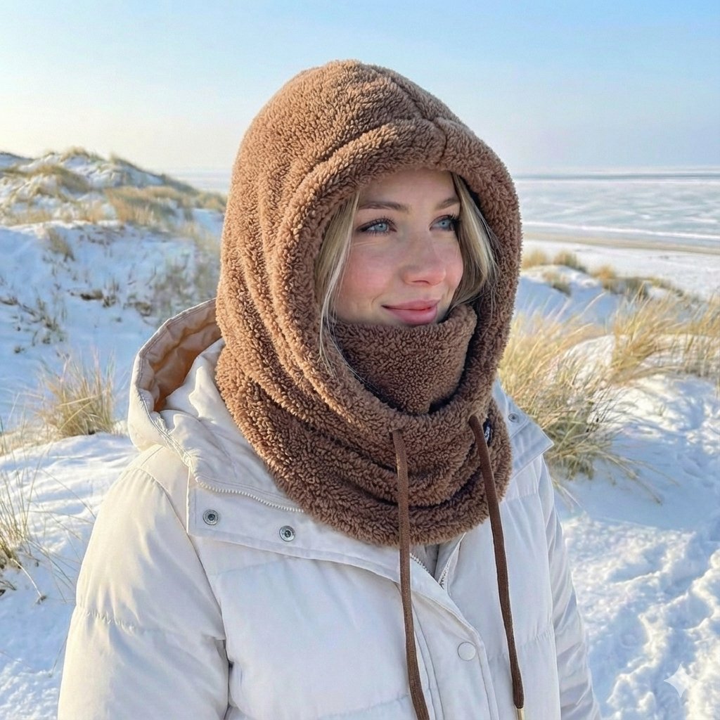 Hooded Scarf Hat for Women - Warm Knit Winter Cap with Built-In Neck Warmer, One Size Cold Weather Accessory | Lonoma