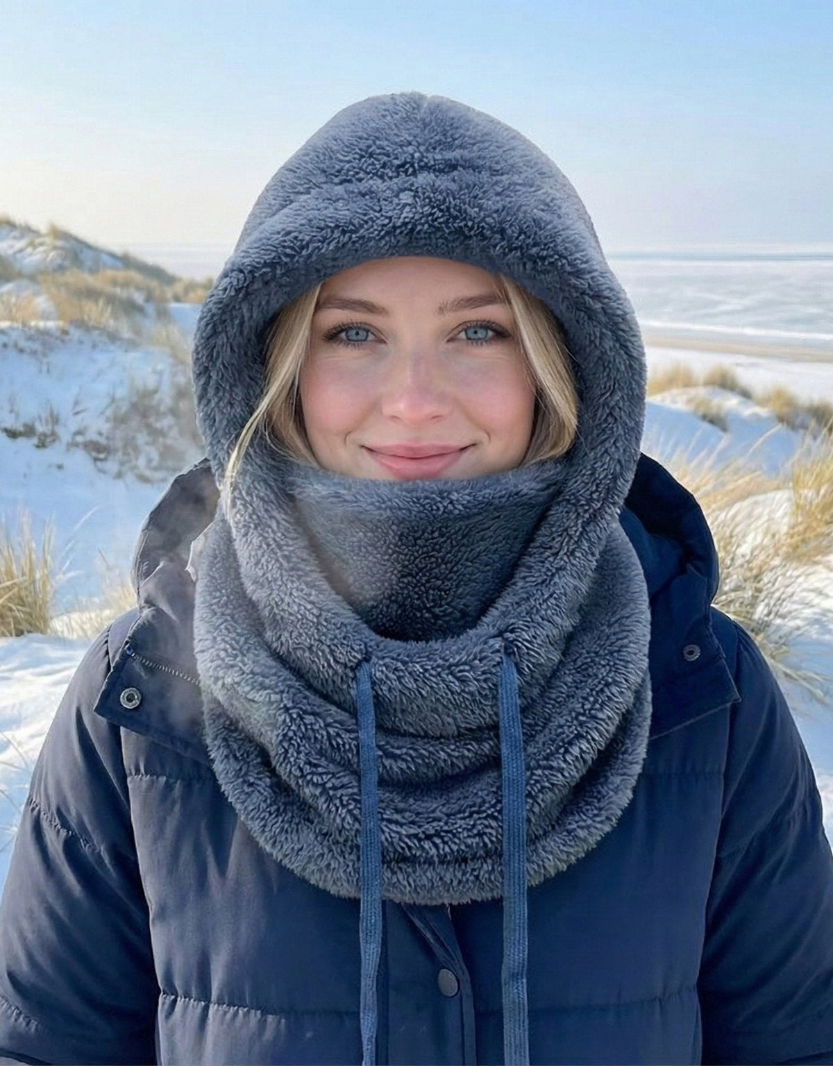 Hooded Scarf Hat for Women - Warm Knit Winter Cap with Built-In Neck Warmer, One Size Cold Weather Accessory | Lonoma