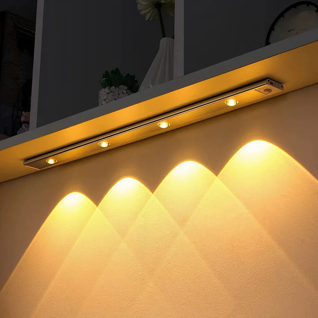 Rechargeable Motion Sensor LED Light Bar, Wireless USB-C Under Cabinet Light, Magnetic Closet, Kitchen, Stair & Hallway Night Light | Lonoma