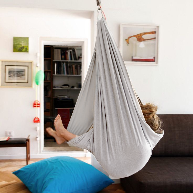 Kids Hammock Swing Chair Organic Cotton Sensory Pod for Calm Relaxation Therapy Development Cocoon Seat Indoor Hanging | Lonoma