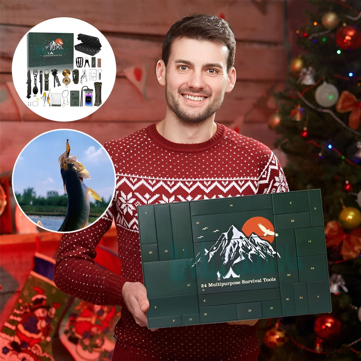 24-Day Adventure Countdown Calendar with Wilderness Survival Tools & Gear for Camping Hiking Bushcraft Enthusiasts | Lonoma