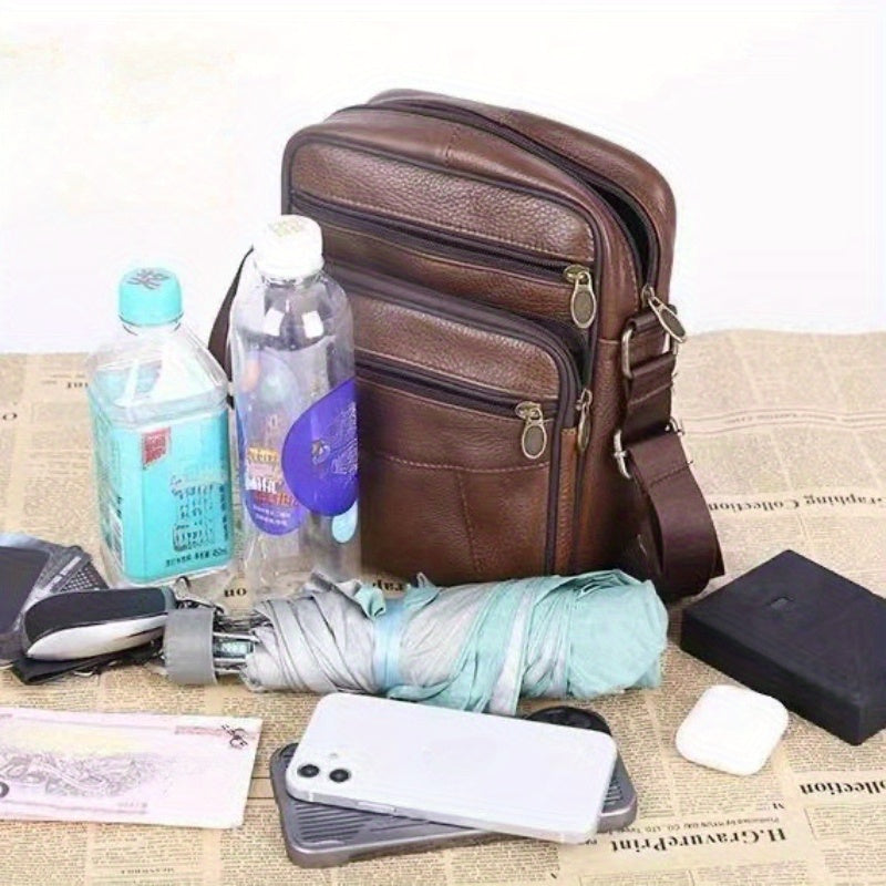 Men's Genuine Leather Messenger Bag with Adjustable Strap for Work and Travel | Crossbody Shoulder Bag | Lonoma