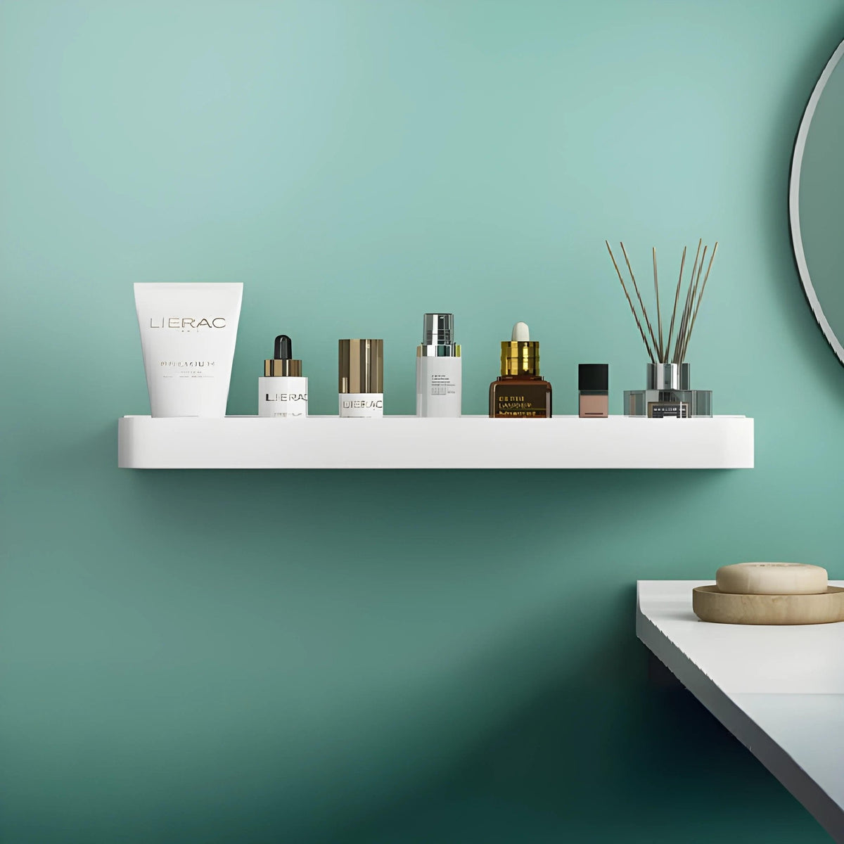 Adhesive Shower Shelf No-Drill Stainless Steel Bathroom Organizer 12 16 or 20 Inch Wall Caddy Towel Rack Option Storage for Shampoo Soap | Lonoma