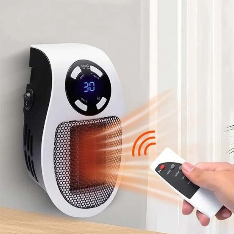Compact Ceramic Electric Space Heater with Thermostat & Timer, Fast Heating Portable Heater for Bathroom, Office, Bedroom, Home | Lonoma