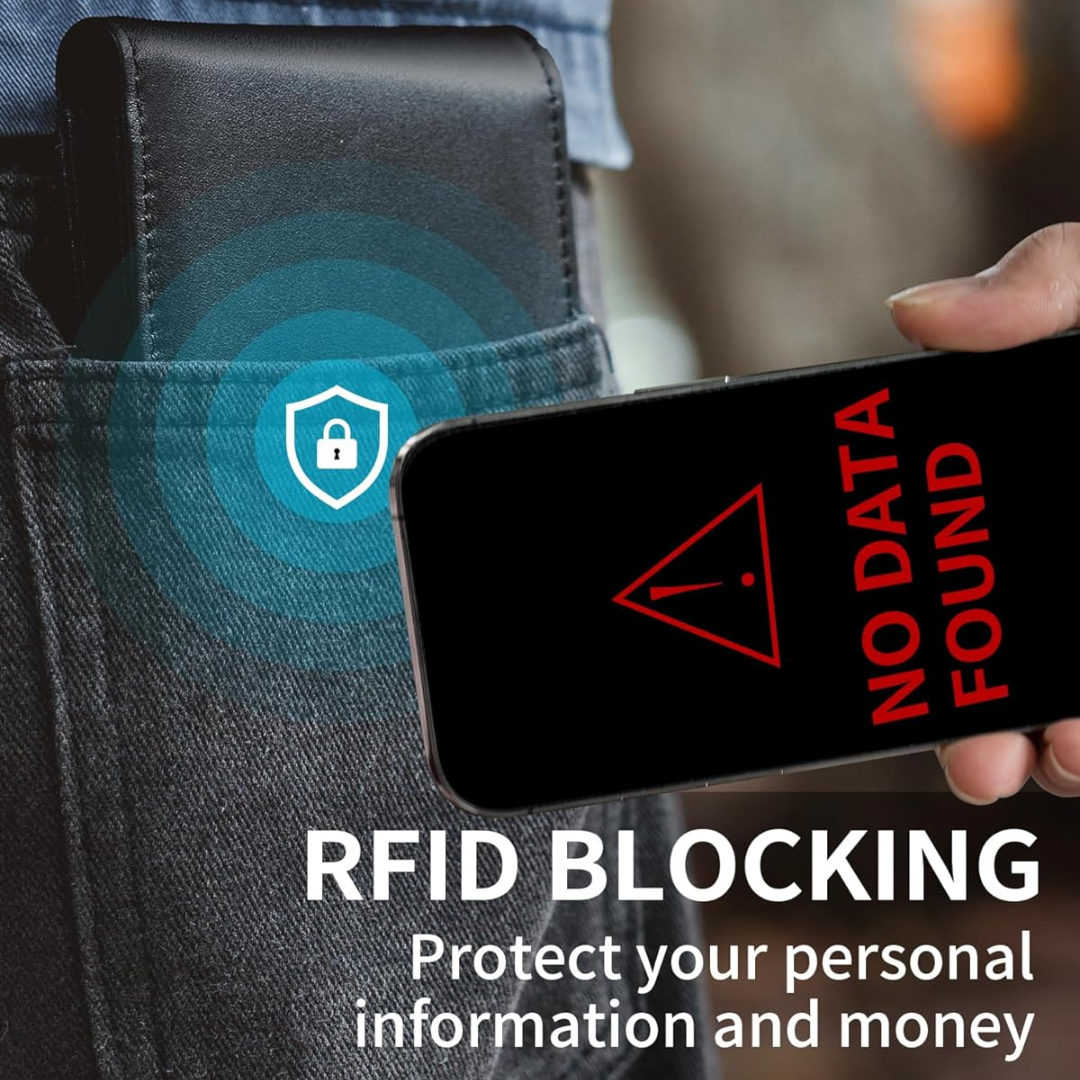 Men's Genuine Leather Bifold Wallet with RFID Blocking Protection for Cards & Cash | Lonoma