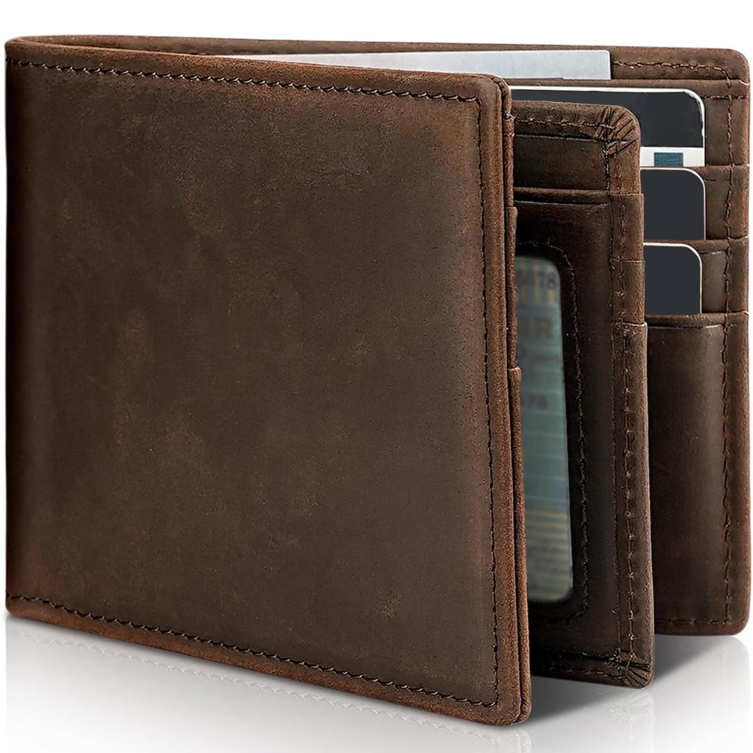Men's Genuine Leather Bifold Wallet with RFID Blocking Protection for Cards & Cash | Lonoma