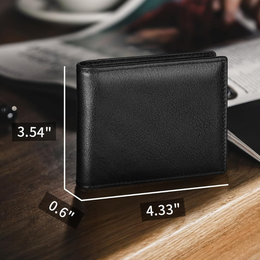 Men's Genuine Leather Bifold Wallet with RFID Blocking Protection for Cards & Cash | Lonoma