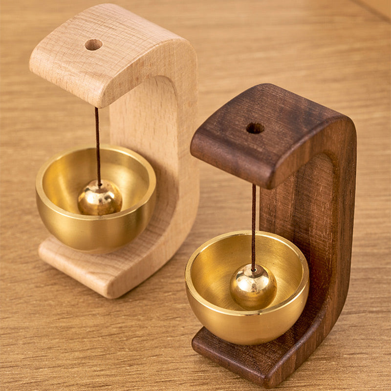 Wooden Wind Chime with Magnetic Hanging Bell C-Shaped Display Stand | Lonoma