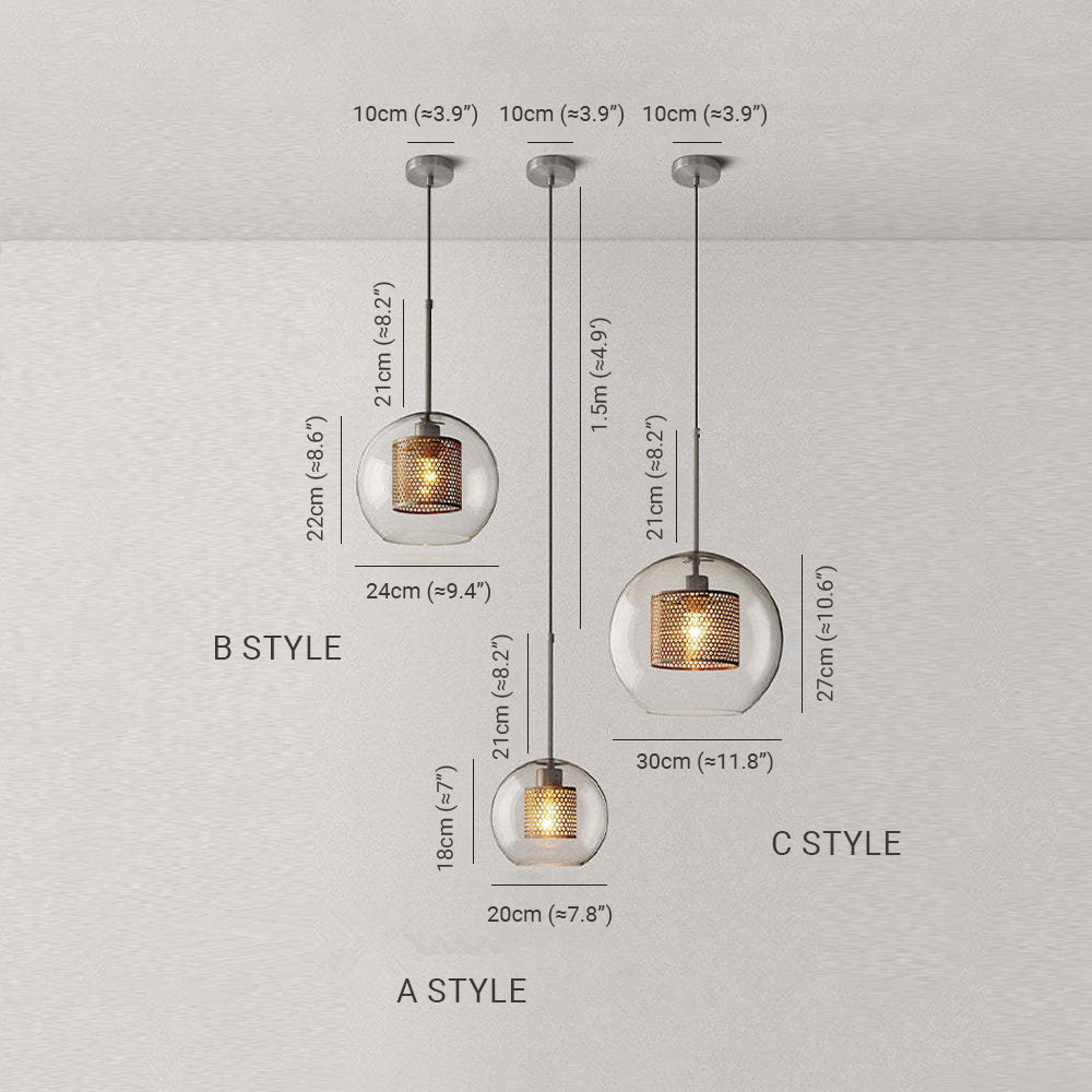 Glass Globe Pendant Light Gold or Silver Finish with LED Bulb for Kitchen Island Dining Room Bedroom Entryway Modern Hanging Ceiling Fixture | Lonoma