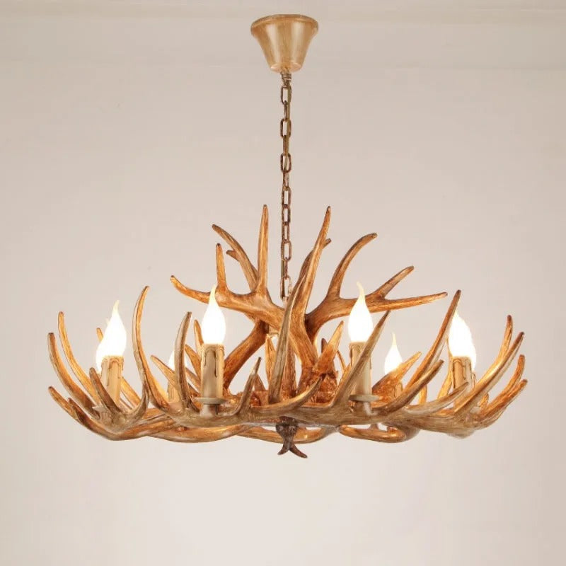 Antler Chandelier Resin Fixture Metal Frame Traditional Style Pendant 6 8 10 Light Options Adjustable Chain Candelabra Base E12 for Dining | Lonoma