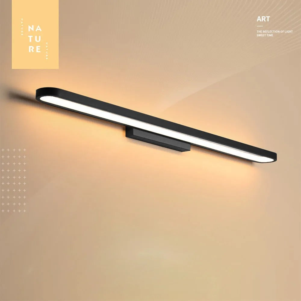 Curved LED Vanity Light for Bathroom Mirror – Metal & Silicone Wall Sconce in Black or Coffee – Hardwired Fixture for Washroom Makeup | Lonoma