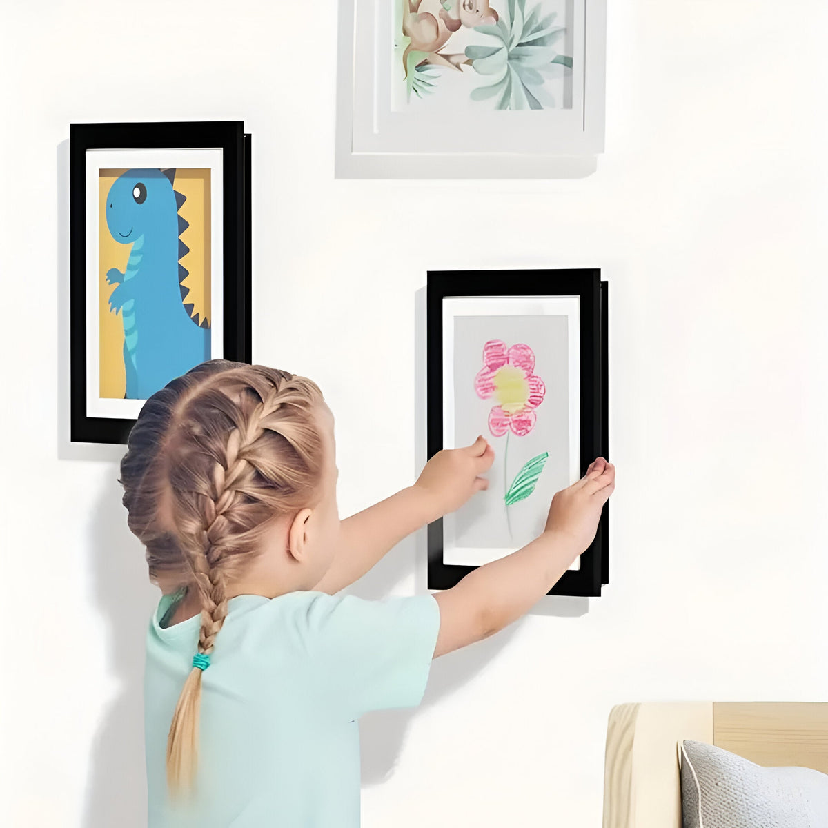 Kids Art Display Frame with Storage for 150 Drawings - Flip-Front Wooden Picture Frame A4 A3 for Bedroom Living Room Playroom | Lonoma