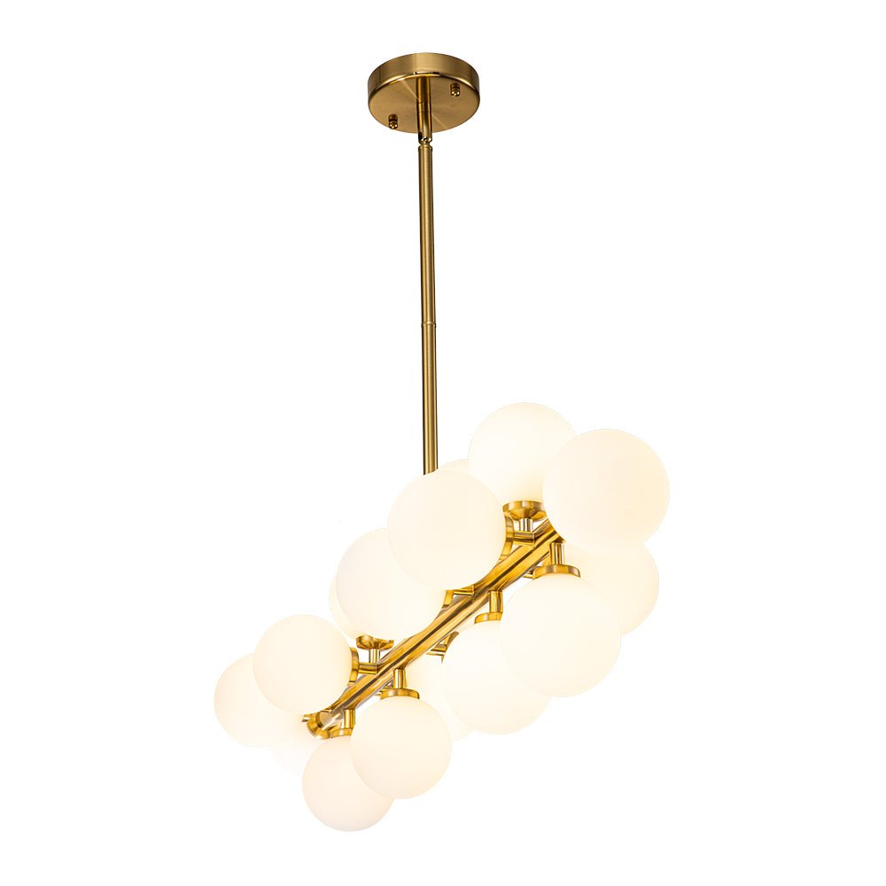 16-Light Glass Globe Linear Chandelier for Dining Room & Kitchen Island, Mid-Century Modern Style | Lonoma