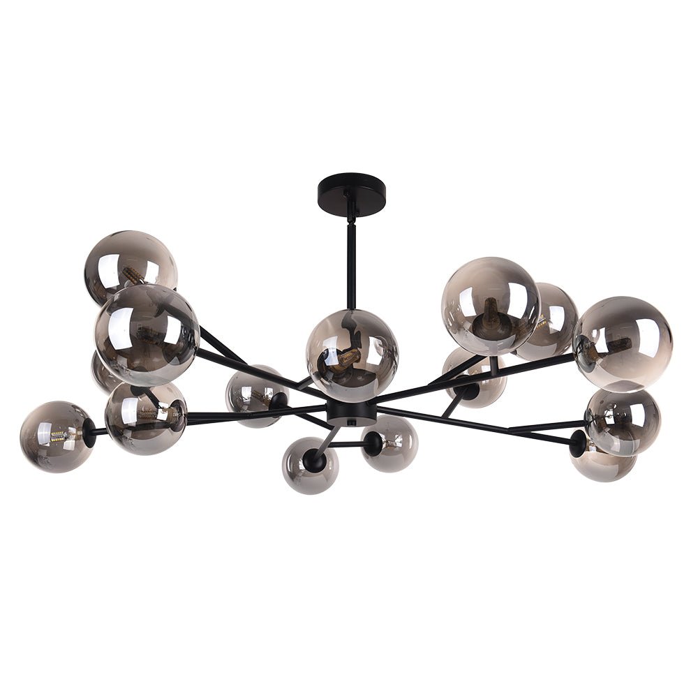 Linear Glass Chandelier 44 Inches with 15 Lights Metal Frame Adjustable Hanging Fixture for Dining Room Kitchen Island | Lonoma
