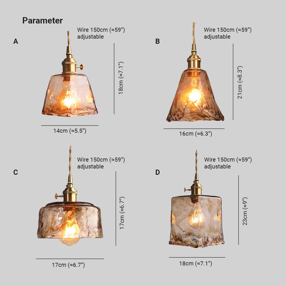 Glass Brass Pendant Light Hanging Ceiling Fixture Metal Shade Warm LED Bulb Included for Dining Room Kitchen Island Living Room Indoor | Lonoma